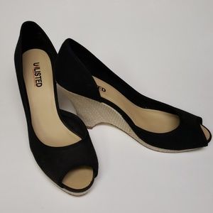 Unlisted Black wedge peep-toe sandals